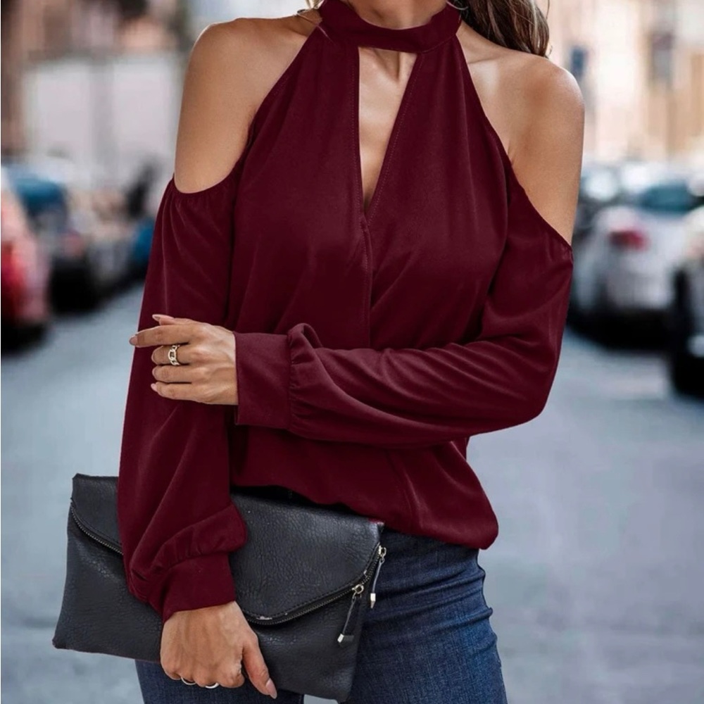 Boho Cut out Cold Shoulder Blouse - Picture 9 of 9
